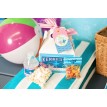 Surfer Girl Surfs Up Sharks Birthday Party Customized Box Label